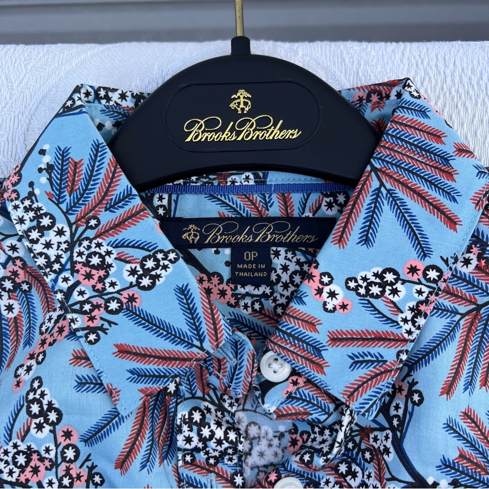 NWT Brooks Brothers Multicolor Blue Floral Button Down Shirt Petite 0